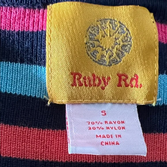 Ruby Rd. Navy Multi-Color Striped Cardigan - Picture 6 of 9